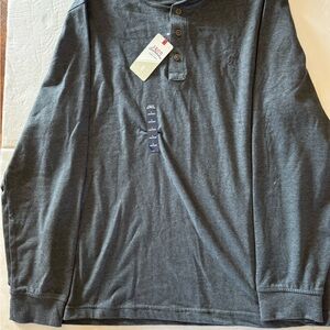 Izod Charcoal Long Sleeve Henley Shirt